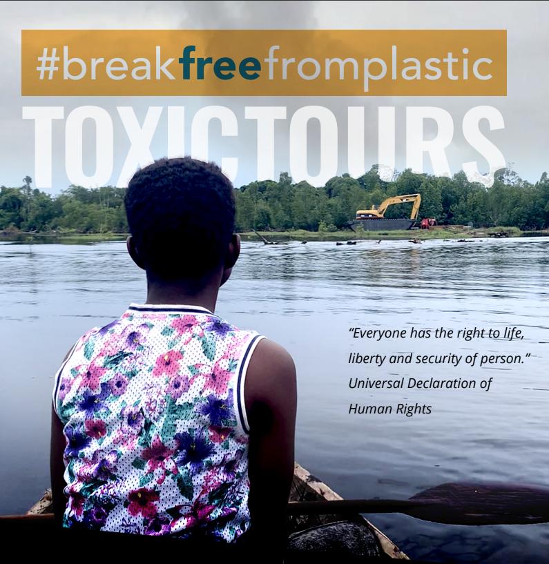 Toxic Tours: A young girl in a canoe watching forest being destroyed